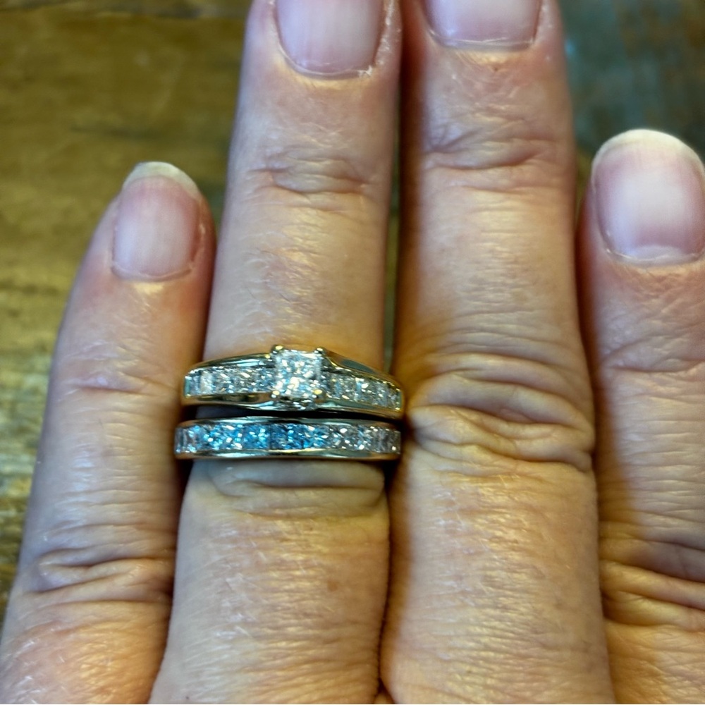 2 Carat TDW Wedding Set in 14kt Yellow Gold Size 6.25